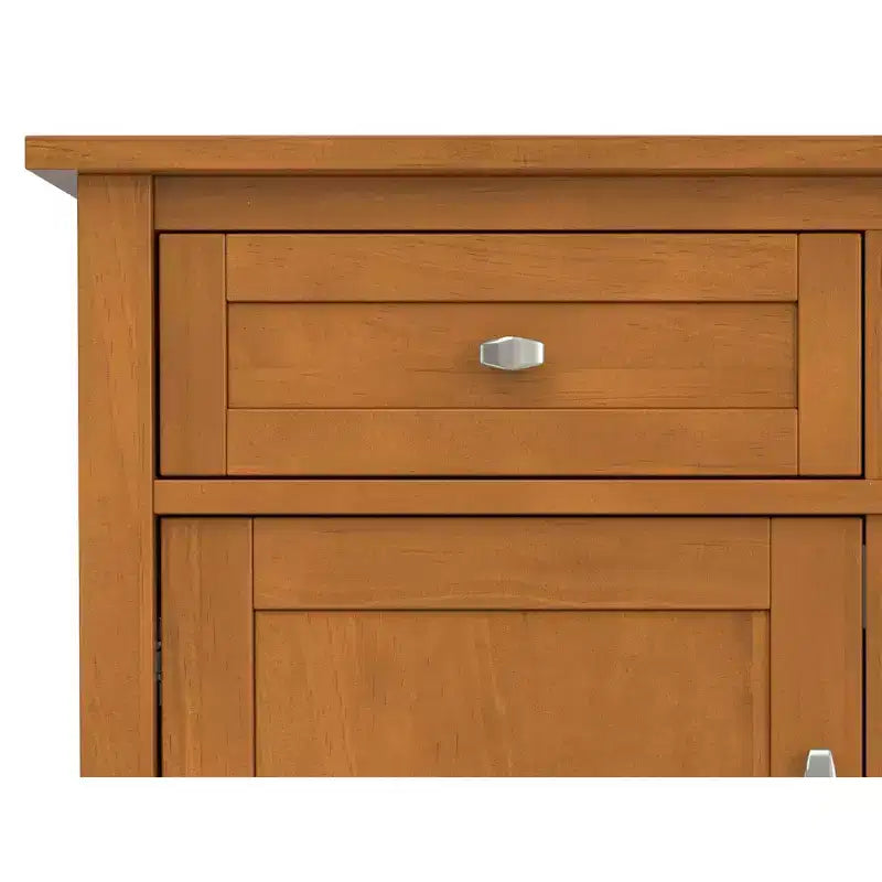 36 inch Wide Solid Wood Transitional Entryway Storage Cabinet in Light Golden Brown