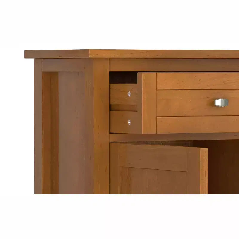 36 inch Wide Solid Wood Transitional Entryway Storage Cabinet in Light Golden Brown