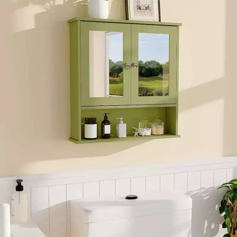 Wall Mount Mirror Medicine Cabinet with Adjustable Shelf, Waterproof Cabinet for Bathroom Organization