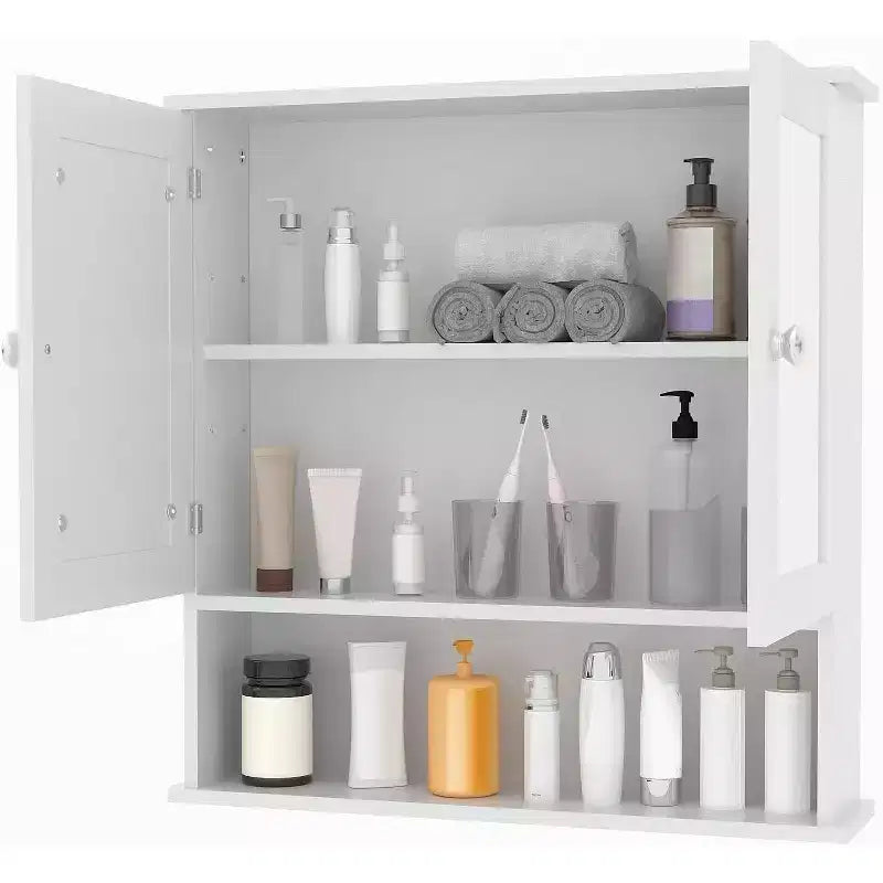 Wall Mount Mirror Medicine Cabinet with Adjustable Shelf, Waterproof Cabinet for Bathroom Organization