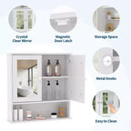 Armoire à pharmacie murale avec miroir et étagère réglable, armoire étanche pour l'organisation de la salle de bain