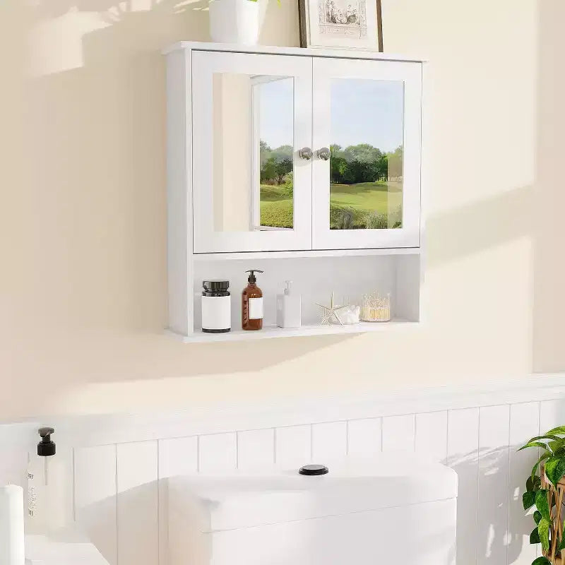 Wall Mount Mirror Medicine Cabinet with Adjustable Shelf, Waterproof Cabinet for Bathroom Organization
