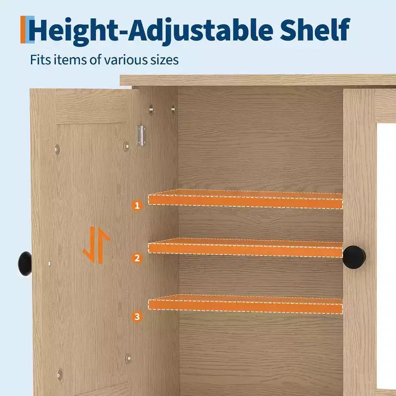 Wall Mount Mirror Medicine Cabinet with Adjustable Shelf, Waterproof Cabinet for Bathroom Organization