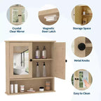 Armoire à pharmacie murale avec miroir et étagère réglable, armoire étanche pour l'organisation de la salle de bain