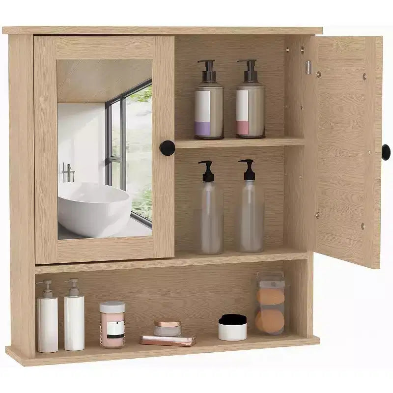 Wall Mount Mirror Medicine Cabinet with Adjustable Shelf, Waterproof Cabinet for Bathroom Organization