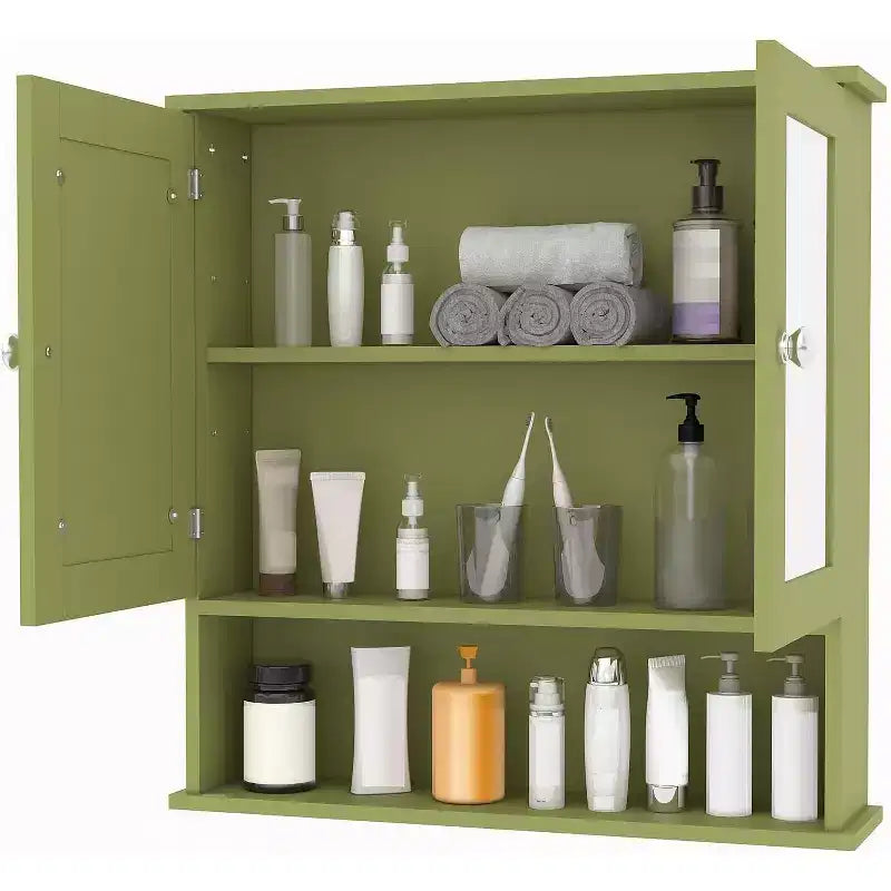 Wall Mount Mirror Medicine Cabinet with Adjustable Shelf, Waterproof Cabinet for Bathroom Organization