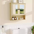 Wall Mount Mirror Medicine Cabinet with Adjustable Shelf, Waterproof Oak Cabinet for Bathroom Organization