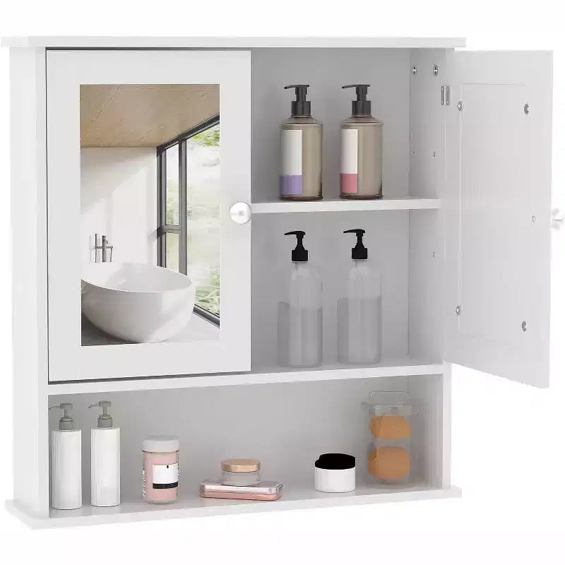 Wall Mount Mirror Medicine Cabinet with Adjustable Shelf, Waterproof Cabinet for Bathroom Organization