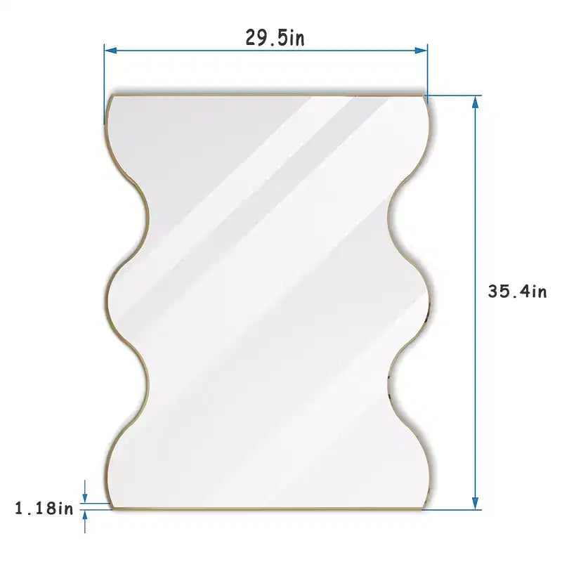 Metal Frame Wall Mirror - 30x35 Inch, Wavy Edge, Horizontal or Vertical Mount
