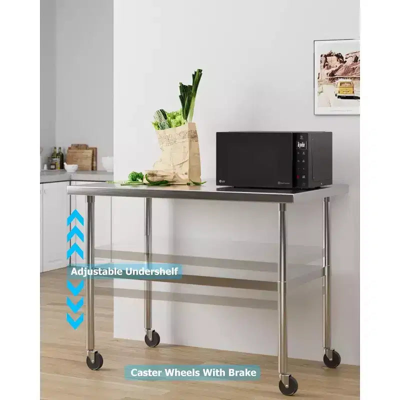 Stainless Steel Work Table, NSF Certified Heavy Duty Commercial Kitchen Prep Table with Undershelf