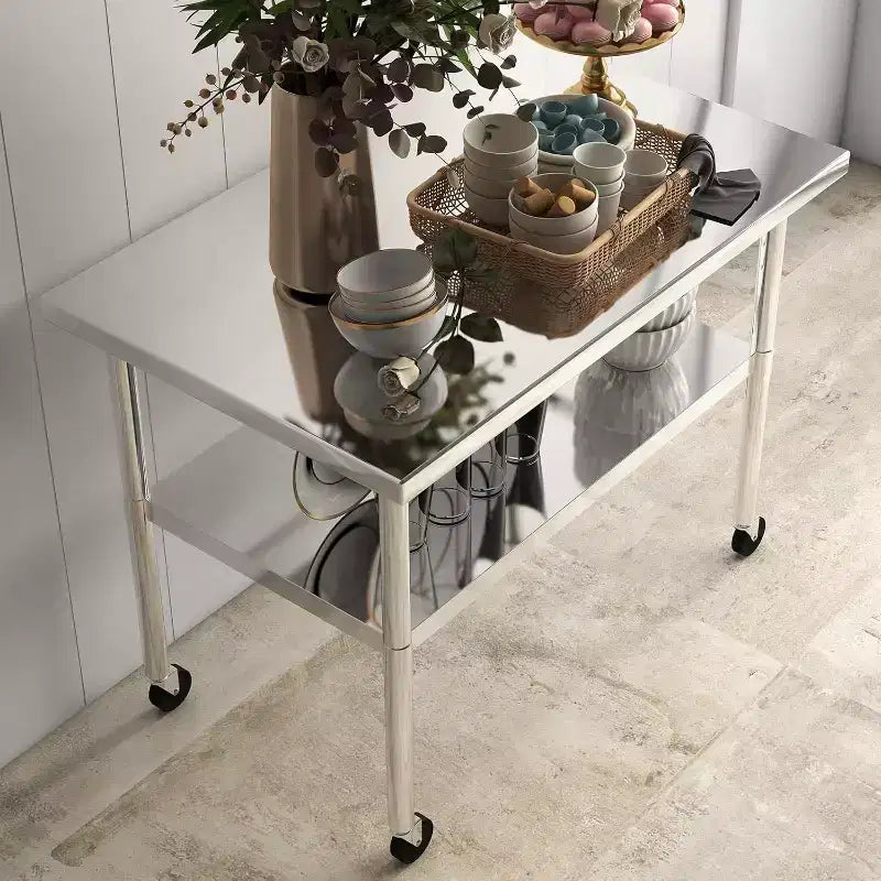 Stainless Steel Work Table, NSF Certified Heavy Duty Commercial Kitchen Prep Table with Undershelf