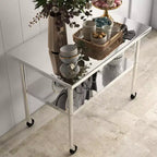 Table de travail en acier inoxydable, table de préparation de cuisine commerciale robuste certifiée NSF avec étagère inférieure
