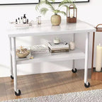 Table de travail en acier inoxydable, table de préparation de cuisine commerciale robuste certifiée NSF avec étagère inférieure