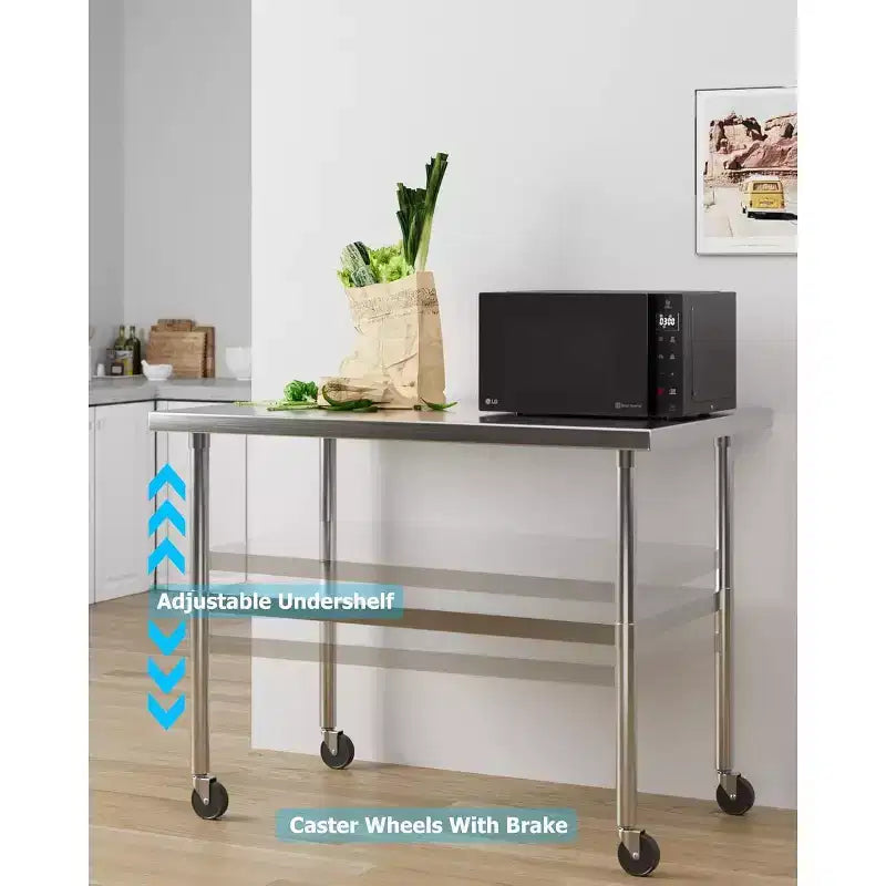Stainless Steel Work Table, NSF Certified Heavy Duty Commercial Kitchen Prep Table with Undershelf