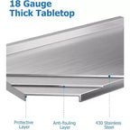 Table de travail en acier inoxydable, table de préparation de cuisine commerciale robuste certifiée NSF avec étagère inférieure