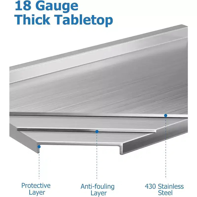 Stainless Steel Work Table, NSF Certified Heavy Duty Commercial Kitchen Prep Table with Undershelf