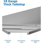 Table de travail en acier inoxydable, table de préparation de cuisine commerciale robuste certifiée NSF avec étagère inférieure