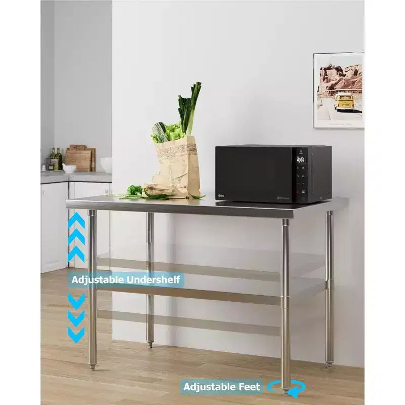 Stainless Steel Work Table, NSF Certified Heavy Duty Commercial Kitchen Prep Table with Undershelf
