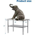 Table de travail en acier inoxydable, table de préparation de cuisine commerciale robuste certifiée NSF avec étagère inférieure