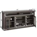 Meuble TV avec porte vitrée pour téléviseurs jusqu'à 65 pouces, meuble de divertissement moderne avec armoires et étagères ouvertes