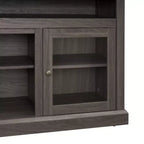 Meuble TV avec porte vitrée pour téléviseurs jusqu'à 65 pouces, meuble de divertissement moderne avec armoires et étagères ouvertes