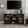 TV Stand with Glass Door for TVs up to 65 Inches, Modern Entertainment Center with Cabinets and Open Shelves