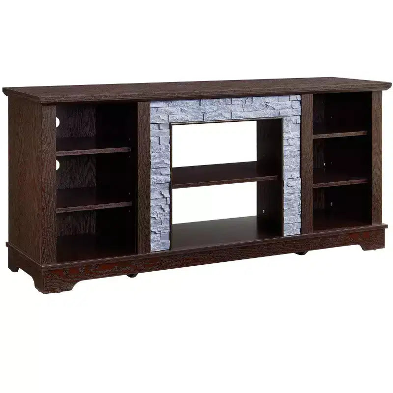TV Stand for TVs up to 65 Inches - Farmhouse Media Console with Stone Surround