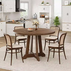 Table de salle à manger ronde pour 4 personnes - Bois marron style ferme, 119 cm