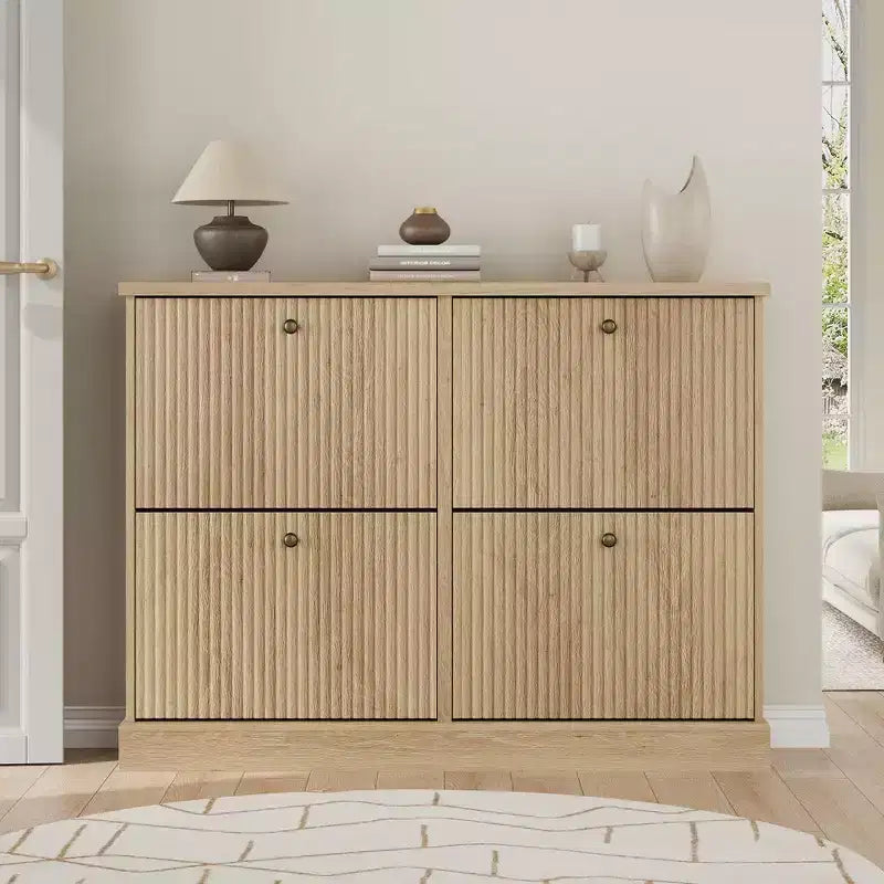 Shoe Cabinet with 4 Flip Drawers, Narrow Shoe Organizer with Adjustable Shelves