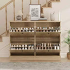Meuble à chaussures avec 4 tiroirs basculants, Organisateur de chaussures étroit avec étagères réglables