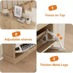 Meuble à chaussures avec 4 tiroirs basculants, Organisateur de chaussures étroit avec étagères réglables