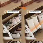 Meuble à chaussures avec 4 tiroirs basculants, Organisateur de chaussures étroit avec étagères réglables