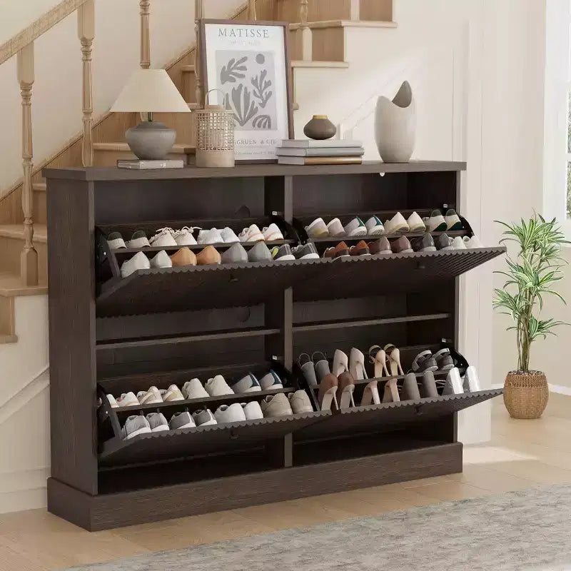 Shoe Cabinet with 4 Flip Drawers, Narrow Shoe Organizer with Adjustable Shelves