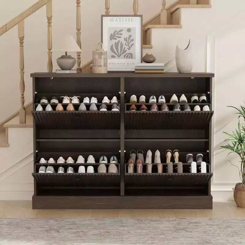 Shoe Cabinet with 4 Flip Drawers, Narrow Shoe Organizer with Adjustable Shelves