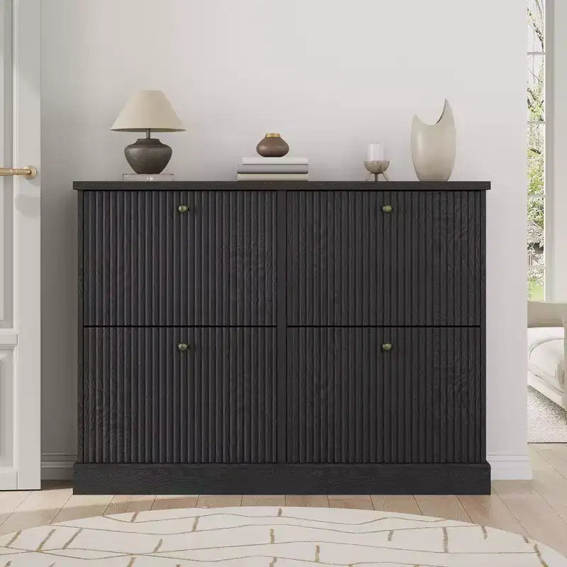 Shoe Cabinet with 4 Flip Drawers, Narrow Shoe Organizer with Adjustable Shelves