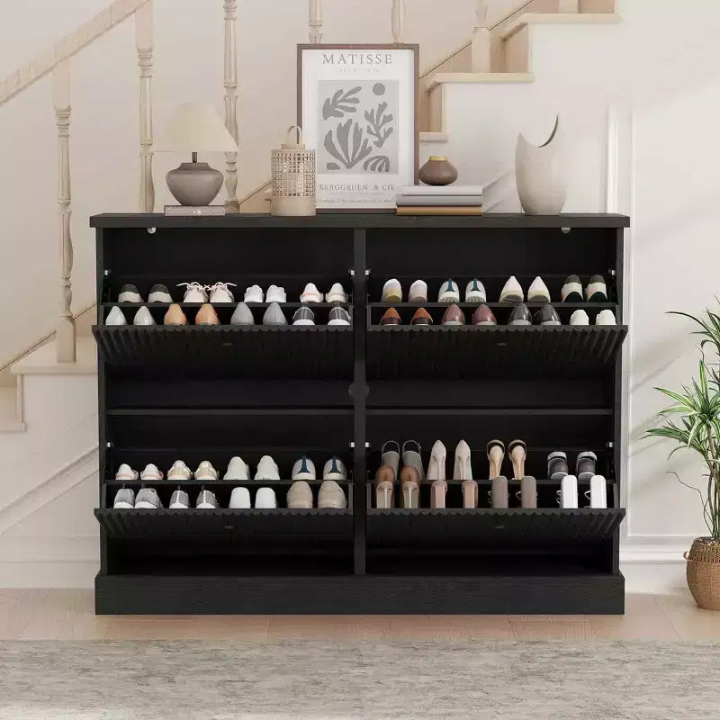 Shoe Cabinet with 4 Flip Drawers, Narrow Shoe Organizer with Adjustable Shelves