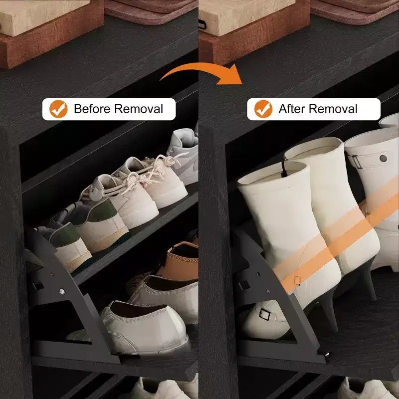 Shoe Cabinet with 4 Flip Drawers, Narrow Shoe Organizer with Adjustable Shelves