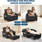 Fauteuil-lit convertible 4-en-1 avec coussin lombaire massant et ports USB