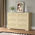 Modern 8-Drawer Dresser, Long Wooden Storage Chest with Metal Handles for Bedroom & Living Room