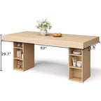 Table à manger rectangulaire avec rangement, 6-8 places, piédestal double