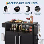 Chariot de service extérieur noir robuste avec roues et rangement – Table de préparation de barbecue à 2 niveaux pour patio