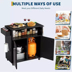 Chariot de service extérieur noir robuste avec roues et rangement – Table de préparation de barbecue à 2 niveaux pour patio