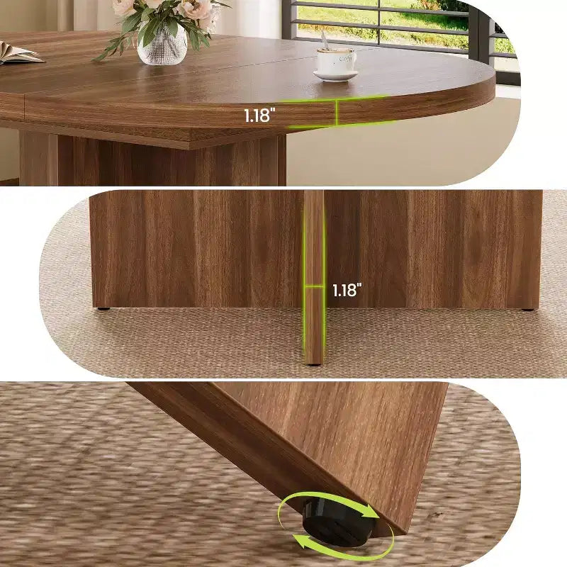 Extendable Round Dining Table, Modern Oval Design with Removable Leaves for 4-8 People