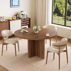 Table à manger ronde extensible, design ovale moderne avec rallonges amovibles pour 4 à 8 personnes