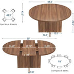 Table à manger ronde extensible, design ovale moderne avec rallonges amovibles pour 4 à 8 personnes