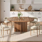 Table à manger ronde extensible, design ovale moderne avec rallonges amovibles pour 4 à 8 personnes