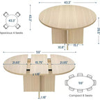 Table à manger ronde extensible, design ovale moderne avec rallonges amovibles pour 4 à 8 personnes