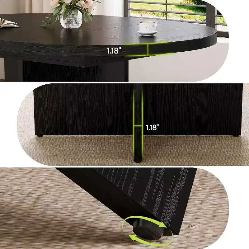 Extendable Round Dining Table, Modern Oval Design with Removable Leaves for 4-8 People