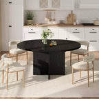 Table à manger ronde extensible, design ovale moderne avec rallonges amovibles pour 4 à 8 personnes