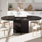 Table à manger ronde extensible, design ovale moderne avec rallonges amovibles pour 4 à 8 personnes